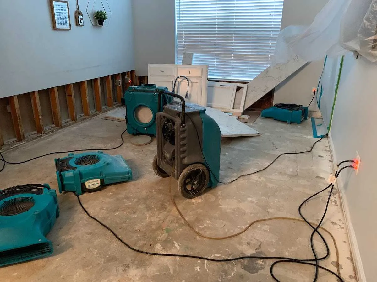 Dehumidifier in flood-cut room for Water Damage Restoration in Shaker Heights