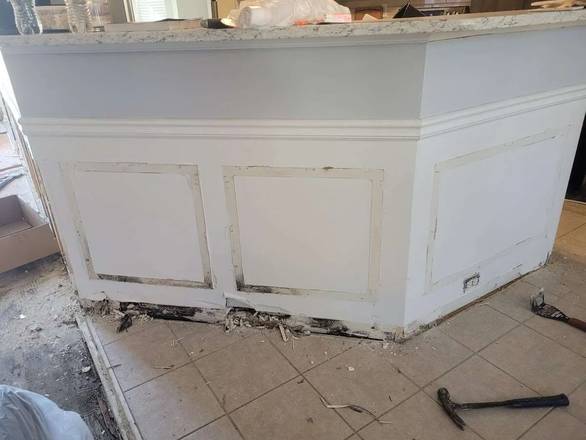 Water damage and mold on kitchen during Storm Damage Restoration in Shaker Heights